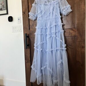 Light Blue Ruffled Sheer Dress